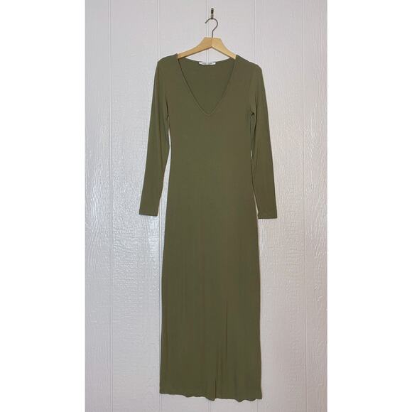 SAMSOE SAMSOE Patty Moss Green Long Sleeve Ribbed Maxi Dress US SMALL - Picture 4 of 11